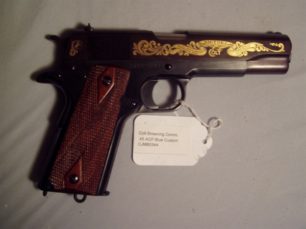 COLT JOHN M  BROWNING COMMEMORATIVE 1911-1981 70 YEARS  45 ACP WOOD  CASE $ 1399.99